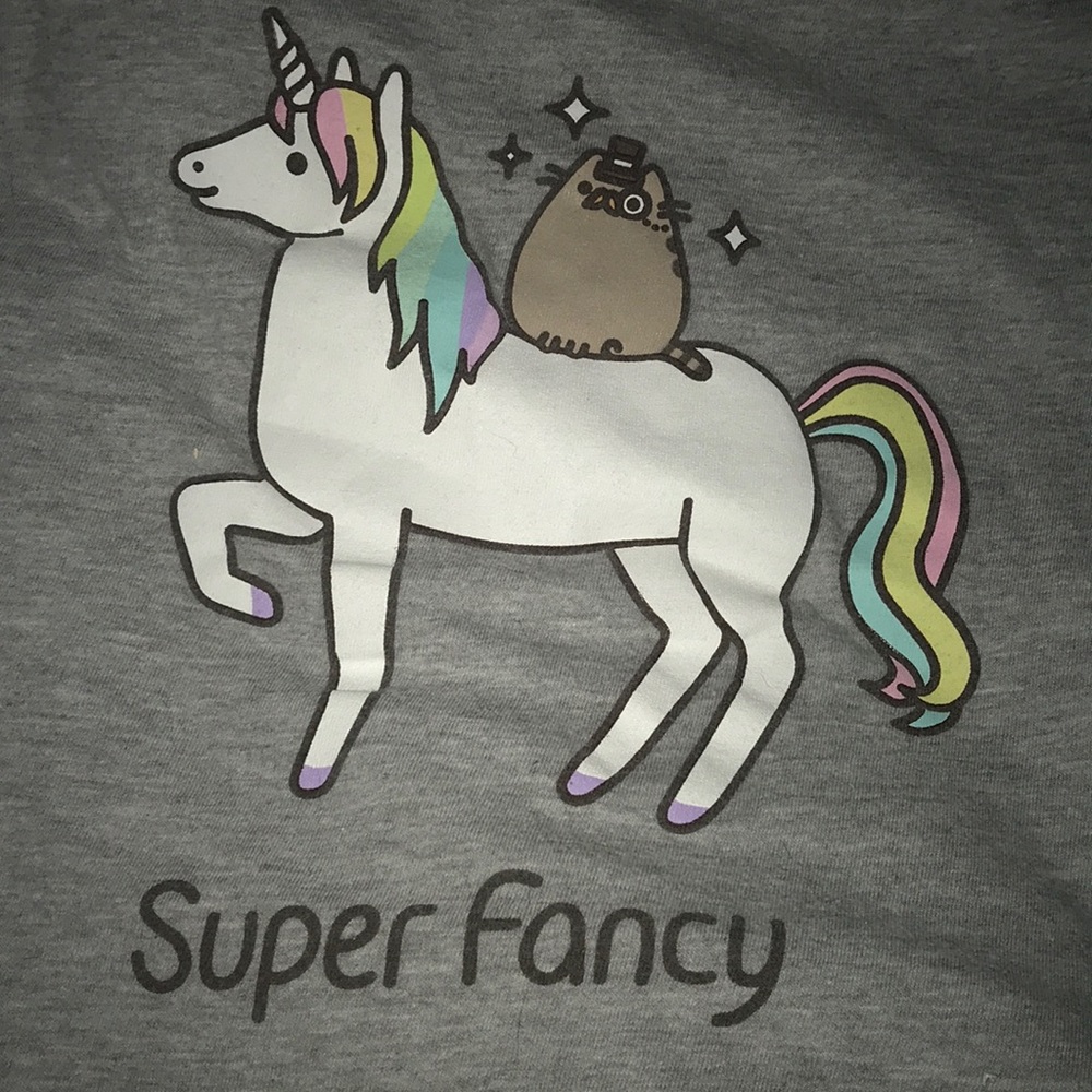 Super Fancy pusheen unicorn m ladies t shirt gray